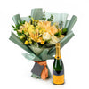 Floral Sunrise Mixed Bouquet & Champagne - Heart & Thorn flower delivery - USA delivery