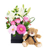 Gerbera Floral Arrangement & Bear Gift Set from Heart & Thorn USA - Flower Gift Basket - USA Delivery