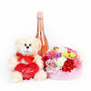 "Be Mine Forever" Flowers & Champagne Gift from Heart & Thorn USA - Flower Gift Basket - USA Delivery