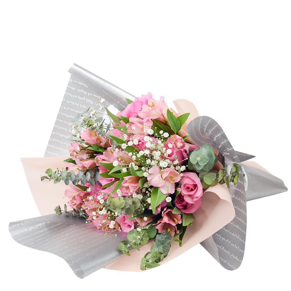 Blushing Notes Mixed Rose Bouquet from Heart & Thorn USA - Flower Gift - USA Delivery