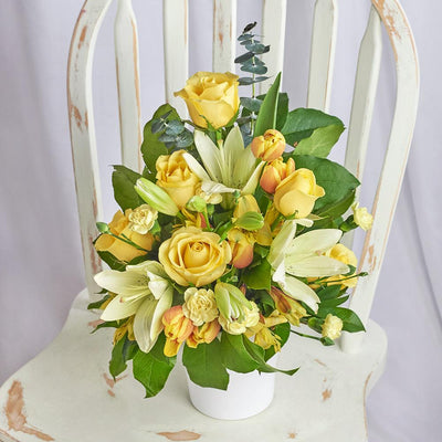 Gold & Cream Mixed Arrangement - Heart & Thorn flower delivery - USA delivery