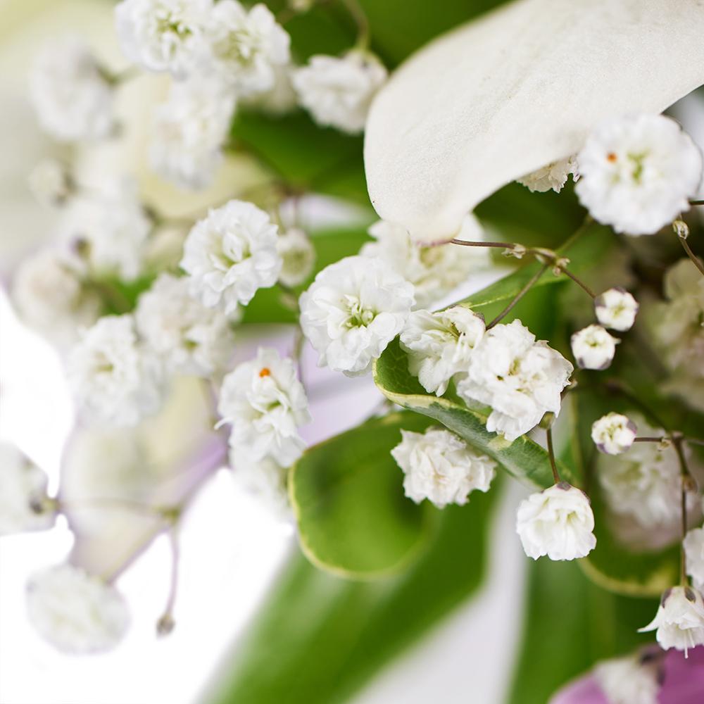 Spring Rose & Lily Arrangement. Roses, Daisies, Lilies, Alstroemeria, and Greens in a Ceramic Vessel. Mixed Flower Gifts from Heart & Thorn USA - Same Day USA Delivery.
