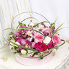 Sweet Devotion Floral Box. Cymbidium Orchids, Roses, Spray Roses, Alstroemeria, Wax Flowers in a Short Pink Hat Box. Mixed Floral Gifts from Heart & Thorn USA - Same Day USA Delivery.