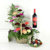 Wine & Dine Chocolate Dipped Strawberries & Flower Gift from Heart & Thorn USA - Flower Gift Basket - USA Delivery