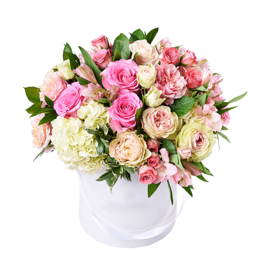 Pink Mixed Rose & Daisy Bouquet with Box – Flower Arrangements
