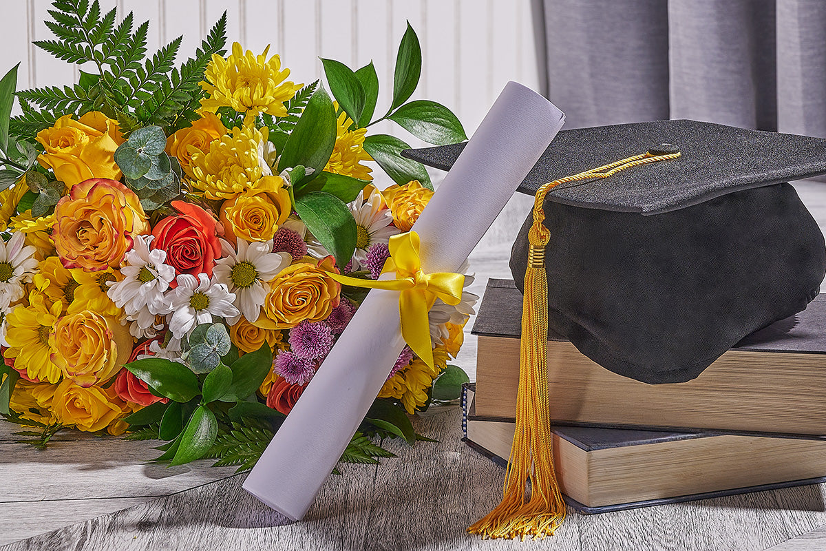 Florist finishing an arrangement with care and attention to detail