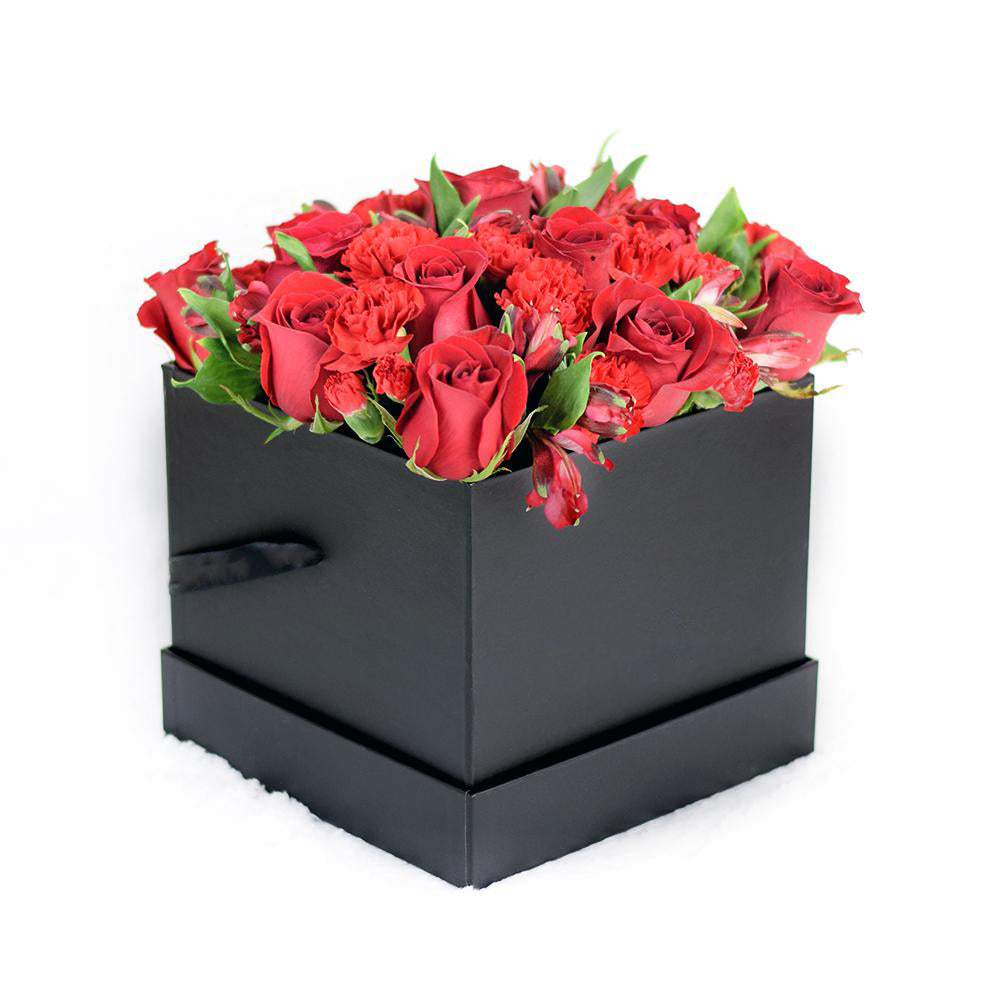 12 Deep Red Floral Heart Gift Box with Ribbon - Set of 3 - LO