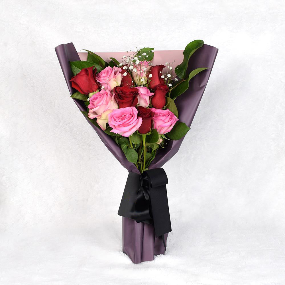 Valentine's Day 12 Stem Red & Pink Rose Bouquet, Heart & Thorn USA Same Day Flower Delivery, Valentine's Day gifts, roses