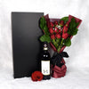 Valentines Day 12 Stem Red Rose Bouquet With Box & Wine
