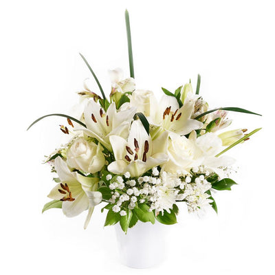 Alabaster Mixed Lily Arrangement – Heart & Thorn flower delivery - USA delivery