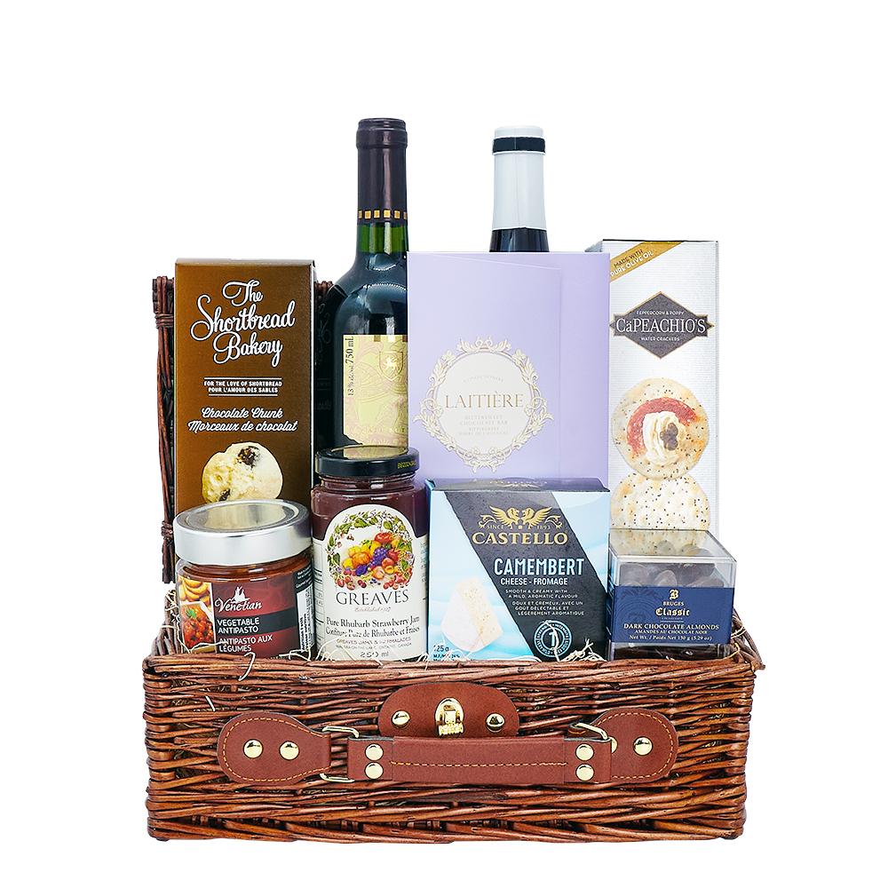 Ample Wine Gift Basket from Heart &amp; Thorn USA - Gourmet Gift Basket - USA Delivery