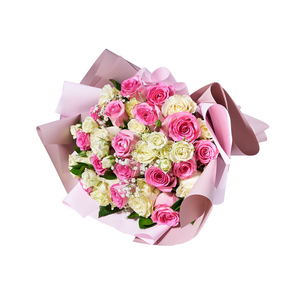 Sublime Pink &amp; White Rose Bouquet, floral gift, rose gift, flower gift, rose bouquet
