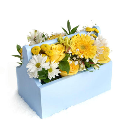Blue Garden Box Arrangement