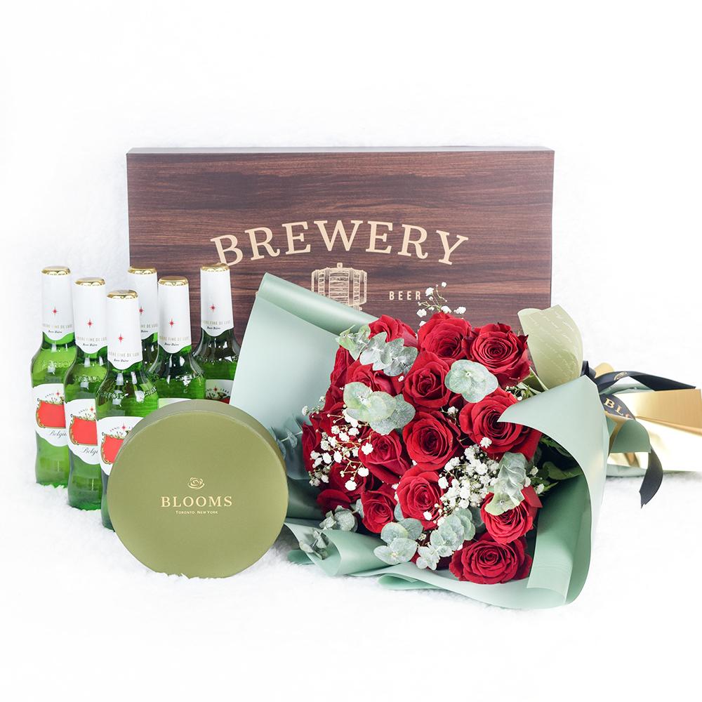 Cheers To A Milestone! Flowers &amp; Beer Gift - Heart &amp; Thorn Flower Delivery - USA delivery