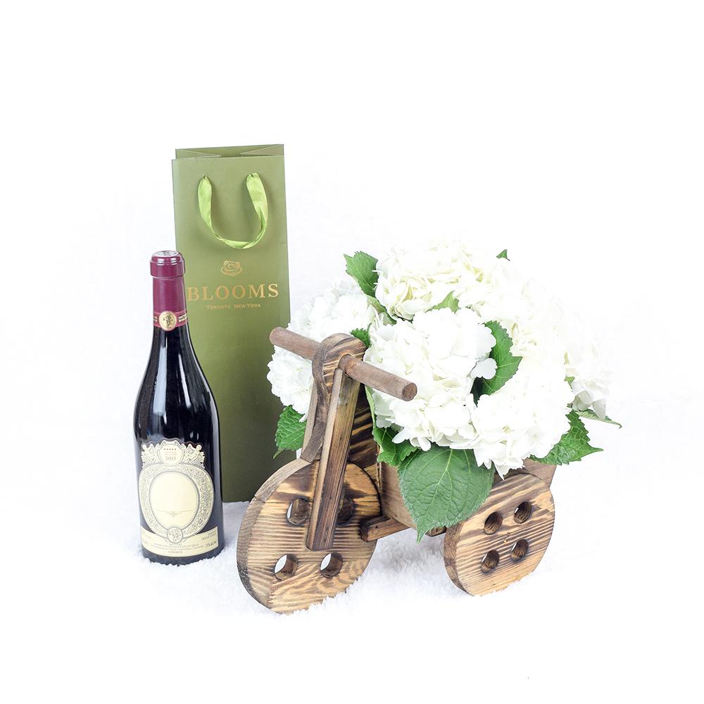 Charming Garden Party Flowers & Wine Gift  - Heart & Thorn flower delivery - USA delivery