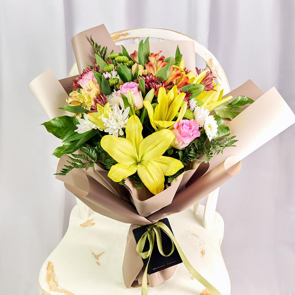 Country Cottage Mixed Peruvian Lily Bouquet - Heart & Thorn flower delivery - USA delivery