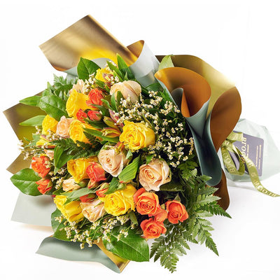 English Fall Mixed Rose Bouquet - Heart & Thorn flower delivery - USA delivery