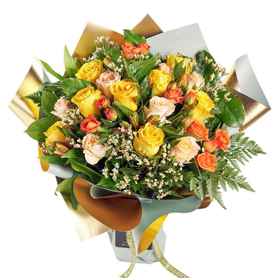 English Fall Mixed Rose Bouquet - Heart & Thorn flower delivery - USA delivery