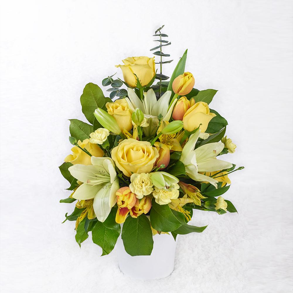 Gold & Cream Mixed Arrangement - Heart & Thorn flower delivery - USA delivery