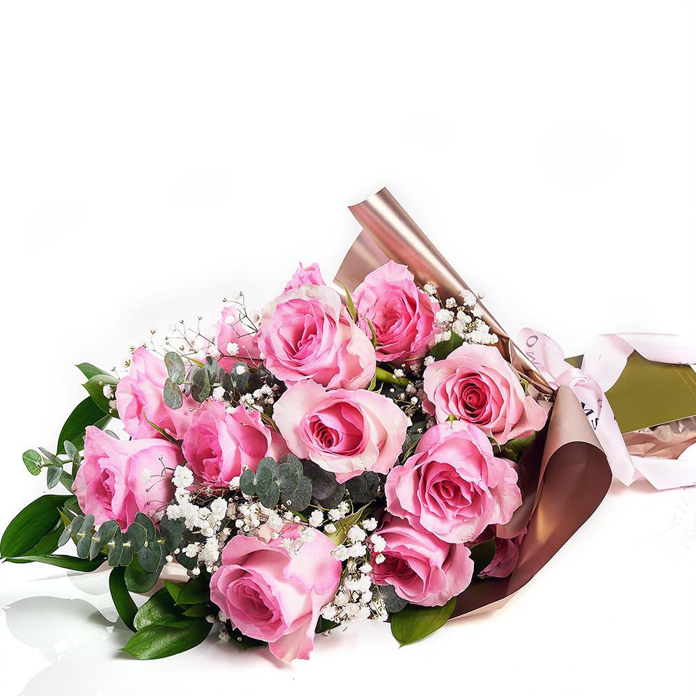 Mother's Day 12 Stem Pink Rose Bouquet from Heart & Thorn USA - Flower Gift - USA Delivery