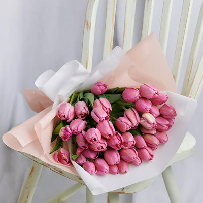 Pink Paradise Tulip Bouquet - Heart & Thorn flower delivery - USA delivery
