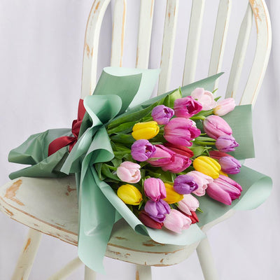 Spring Radiance Tulip Bouquet - Heart & Thorn flower delivery - USA delivery
