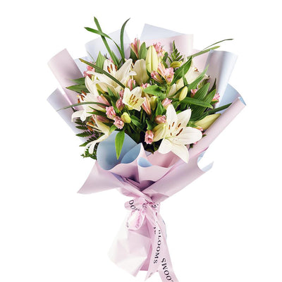 Summer Splash Lily Bouquet - Heart & Thorn flower delivery - USA delivery