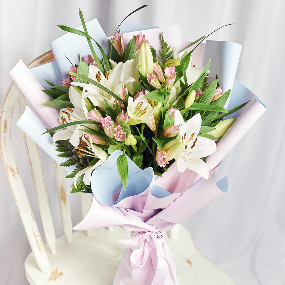 Summer Splash Lily Bouquet - Heart & Thorn flower delivery - USA delivery