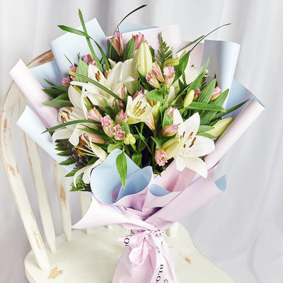 Summer Splash Lily Bouquet - Heart & Thorn flower delivery - USA delivery