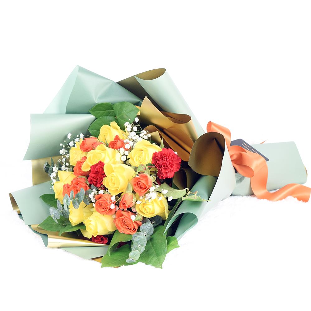 Sunburst Mixed Rose Bouquet - Heart & Thorn flower delivery - USA delivery