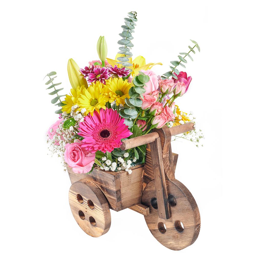 Mother's Day Floral Wooden Cart - Heart & Thorn flower delivery - USA delivery
